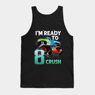 Kids 8th Birthday Boy Shirt 8 Year Old Monster Truck Car Tank Top